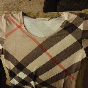Authentic Burberry Nova Check 3/4 Sleeve Top